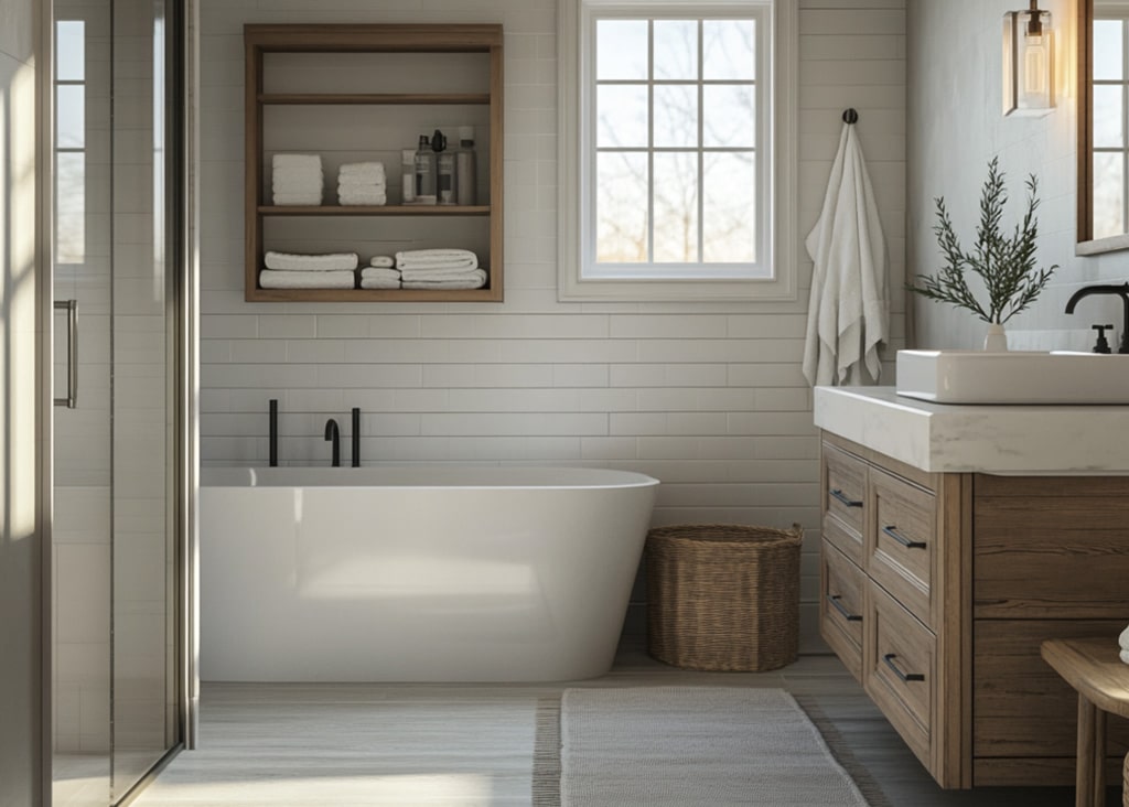 Clean, modern bathroom with natural light.