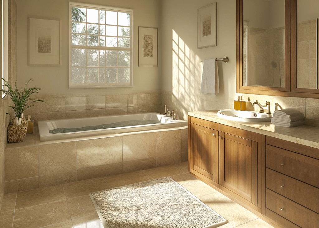 Bath remodel costs on a warm, inviting bathroom with big tub