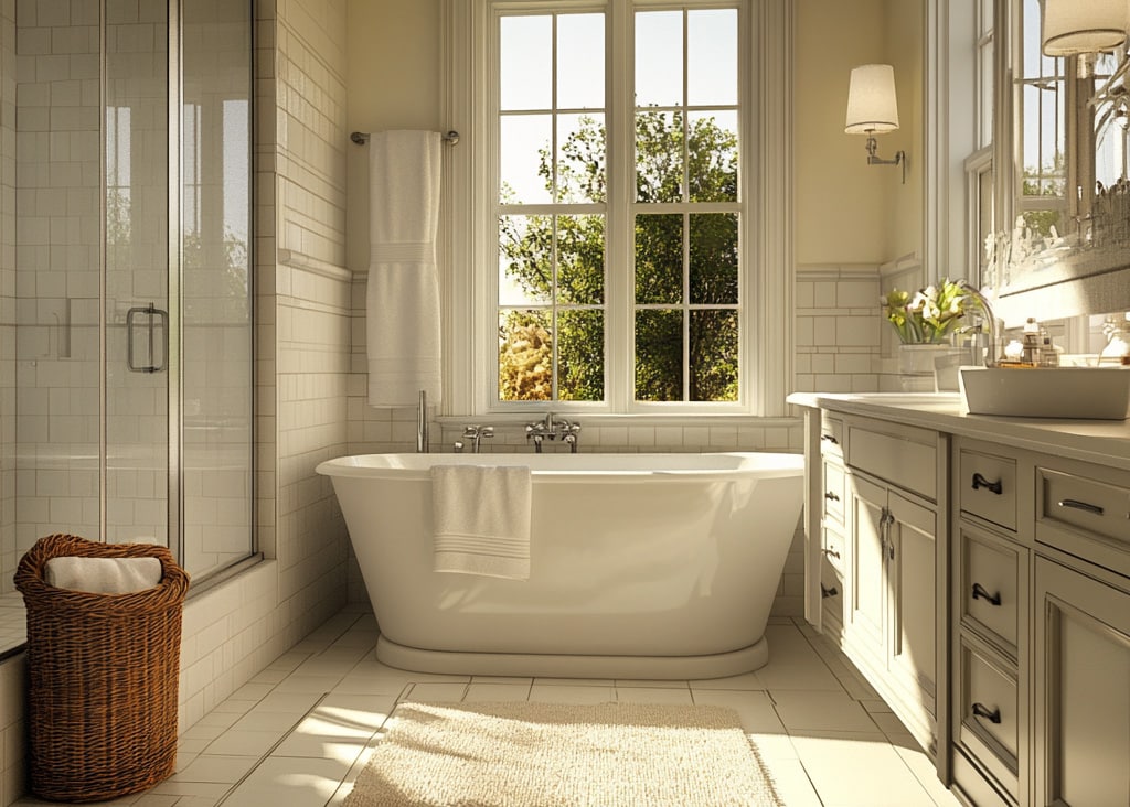 Bath remodel costs on a neutral color and tone bathroom.