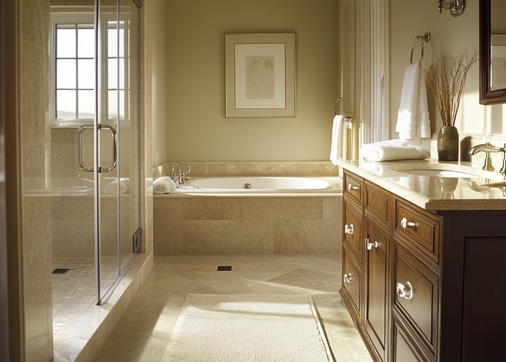 Bath remodel cost on warm, inviting bathroom