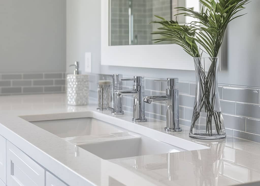 Bathroom remodel of the bathroom counter.