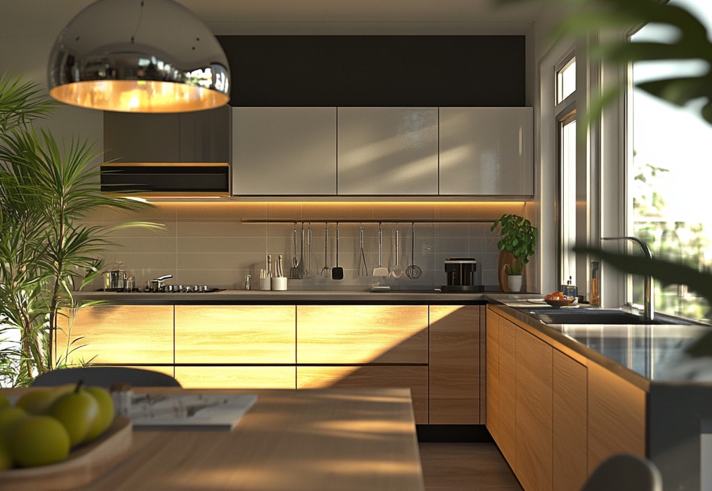 Super modern kitchen with minimal finishes. 