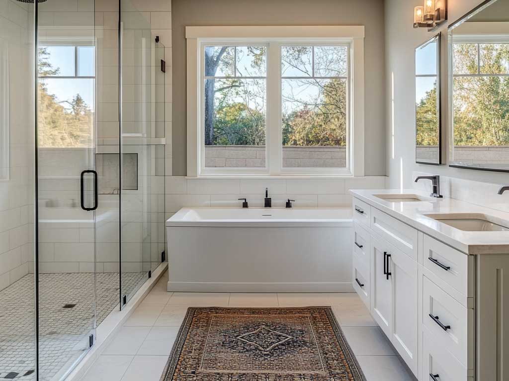 Bathroom remodel in High Point NC with nice tub.