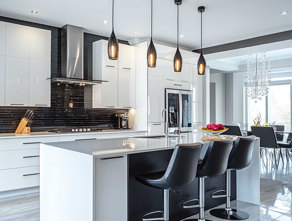 Kitchen remodel in Charlotte, NC with black finishes.