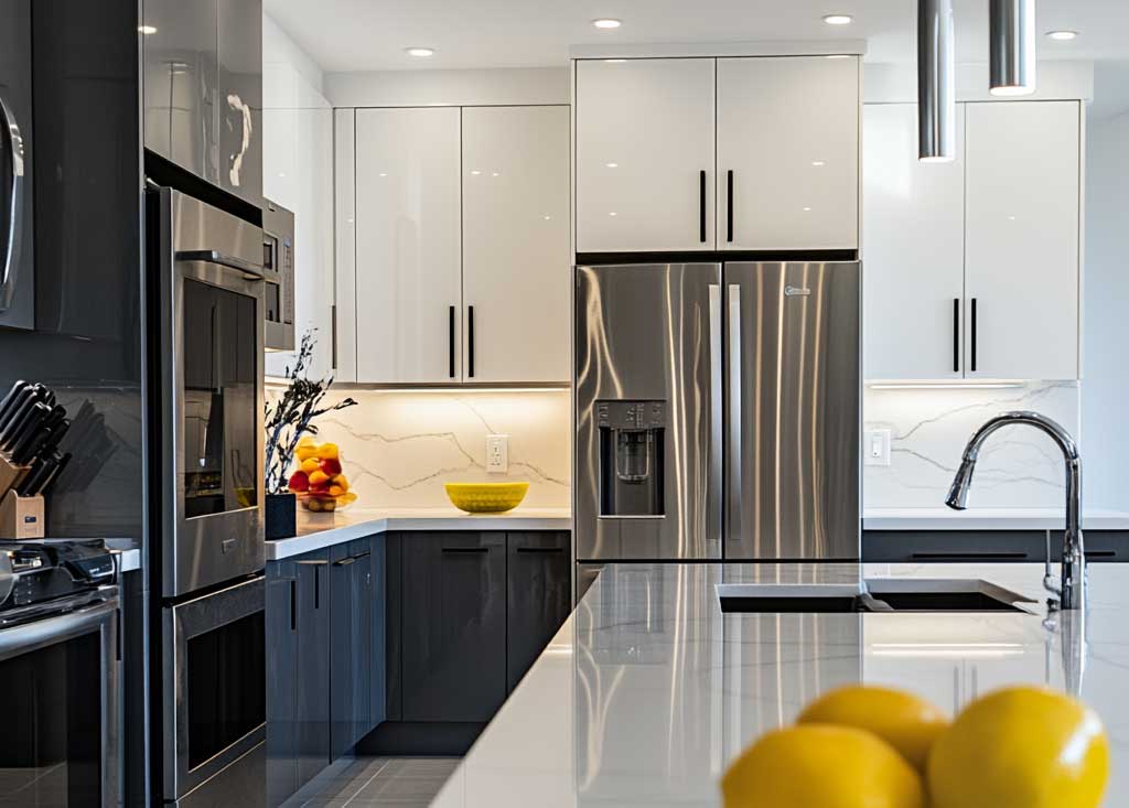 Stainless steel appliances in kitchen remodel in Winston Salem, NC.